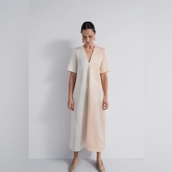 Partow Leah two toned silk/linen blend dress 2